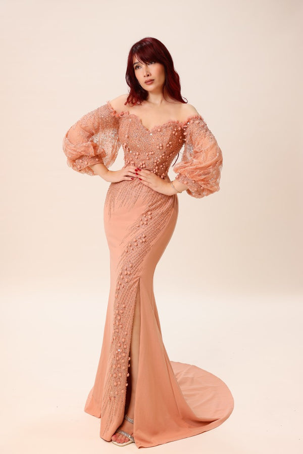 Embellished Off-Shoulder Mermaid Gown – Majestic Allure Collection