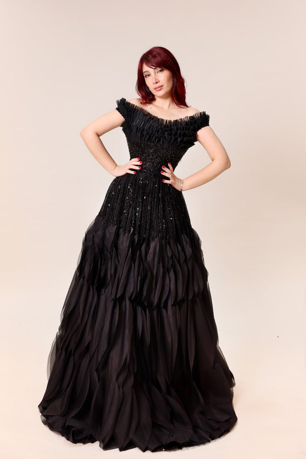 Textured Off-Shoulder Ball Gown – Timeless Symphony Collection