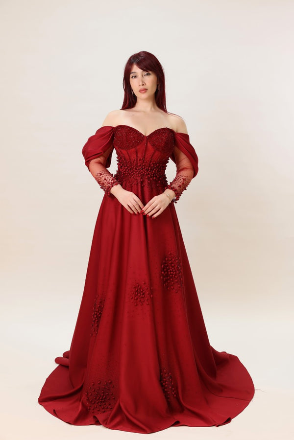 Off-Shoulder Embellished Gown – Regal Grace Collection