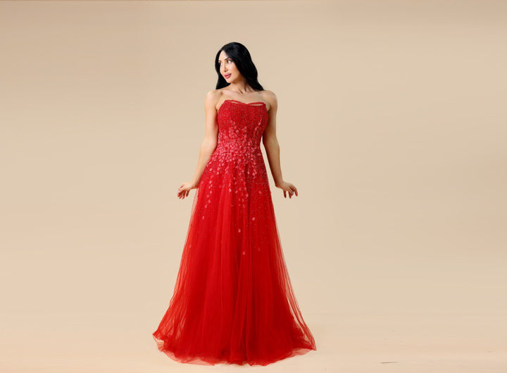 Faiz Couture Princess Party Dress in Red Tulle