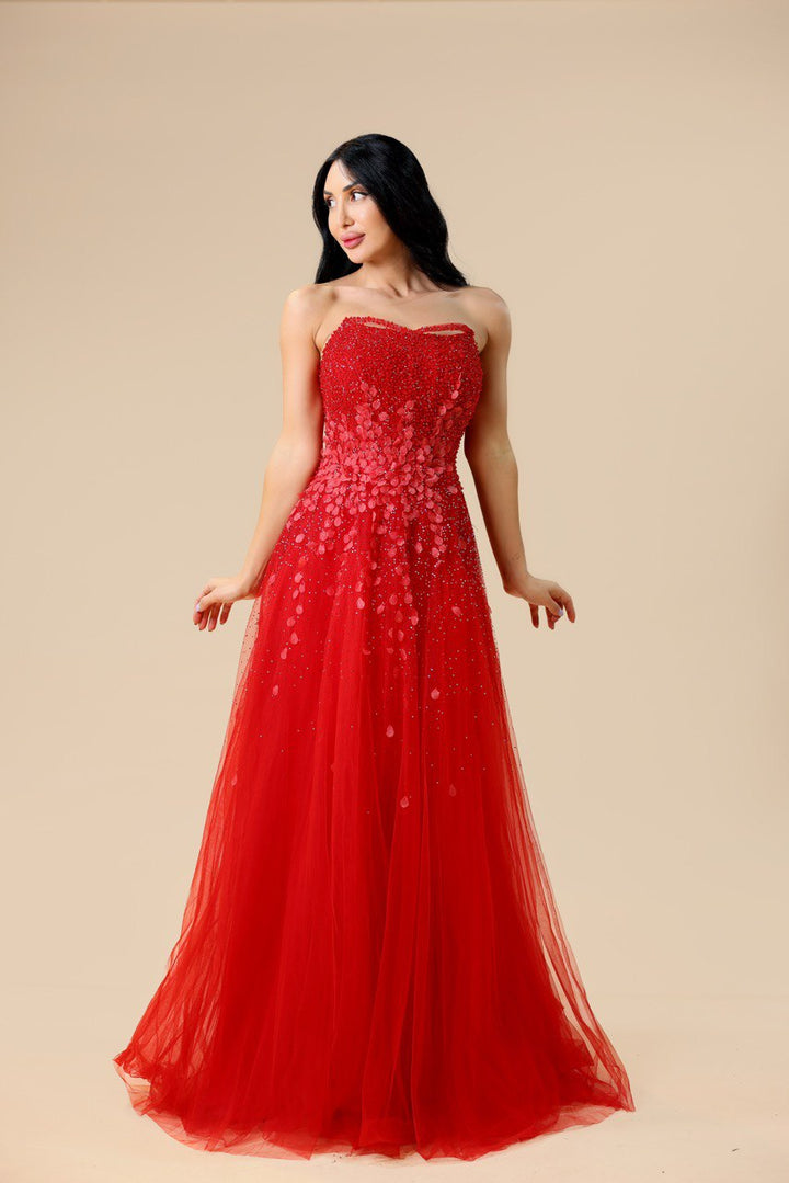 Faiz Couture Princess Party Dress in Red Tulle
