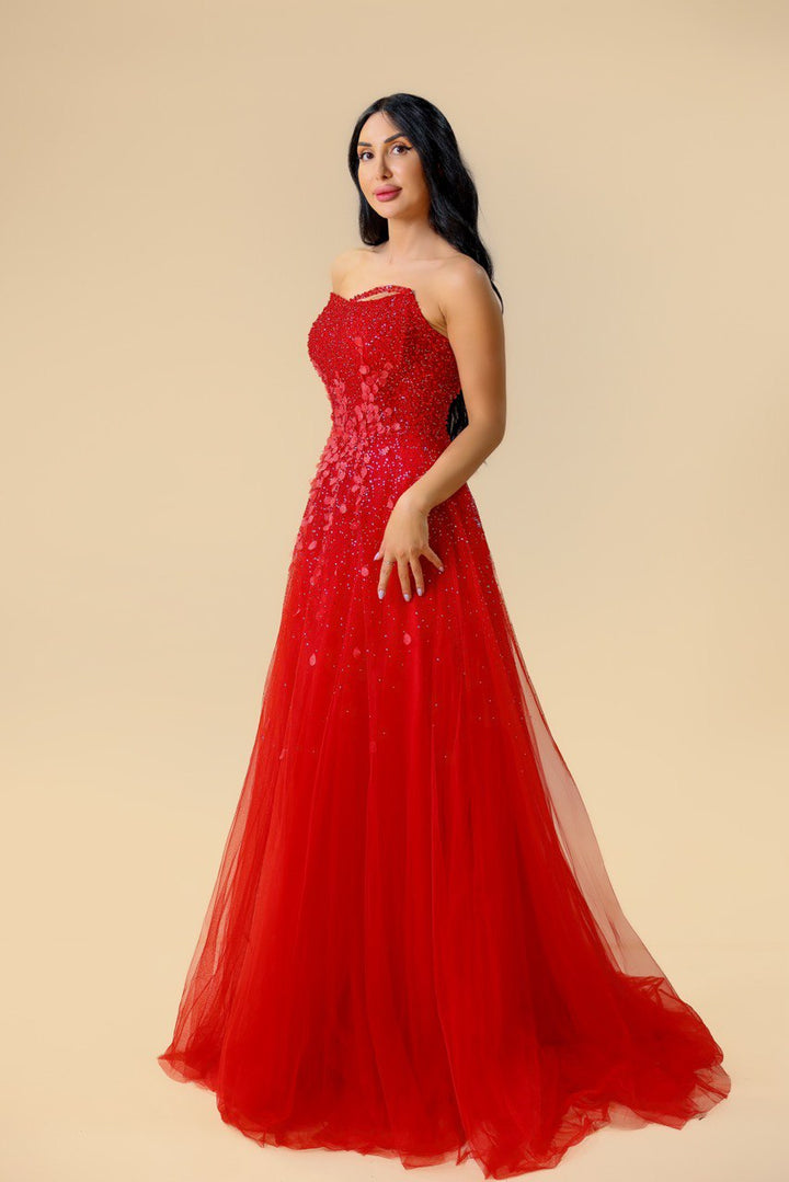Faiz Couture Princess Party Dress in Red Tulle