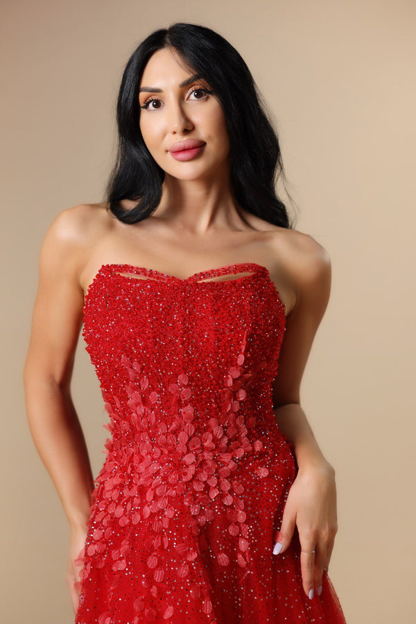 Faiz Couture Princess Party Dress in Red Tulle