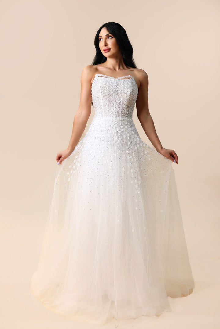Faiz Couture Princess Party Dress in White Tulle